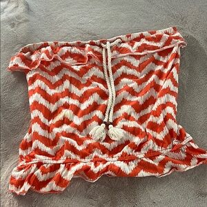 Orange and White Chevron Off-Shoulder Top